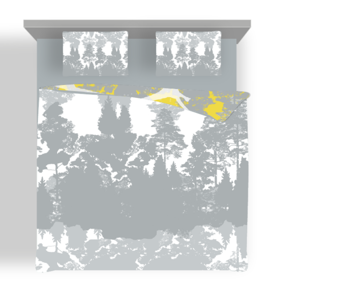Suur voodipesukomplekt Luiged kollases; Double bedding set Swans in yellow