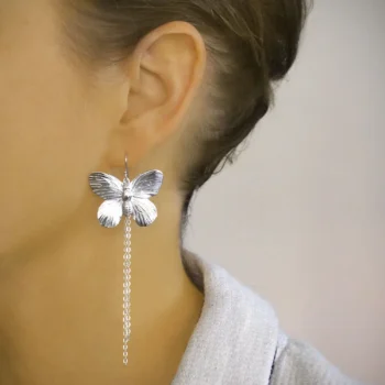 Rhodium plated butterfly earrings