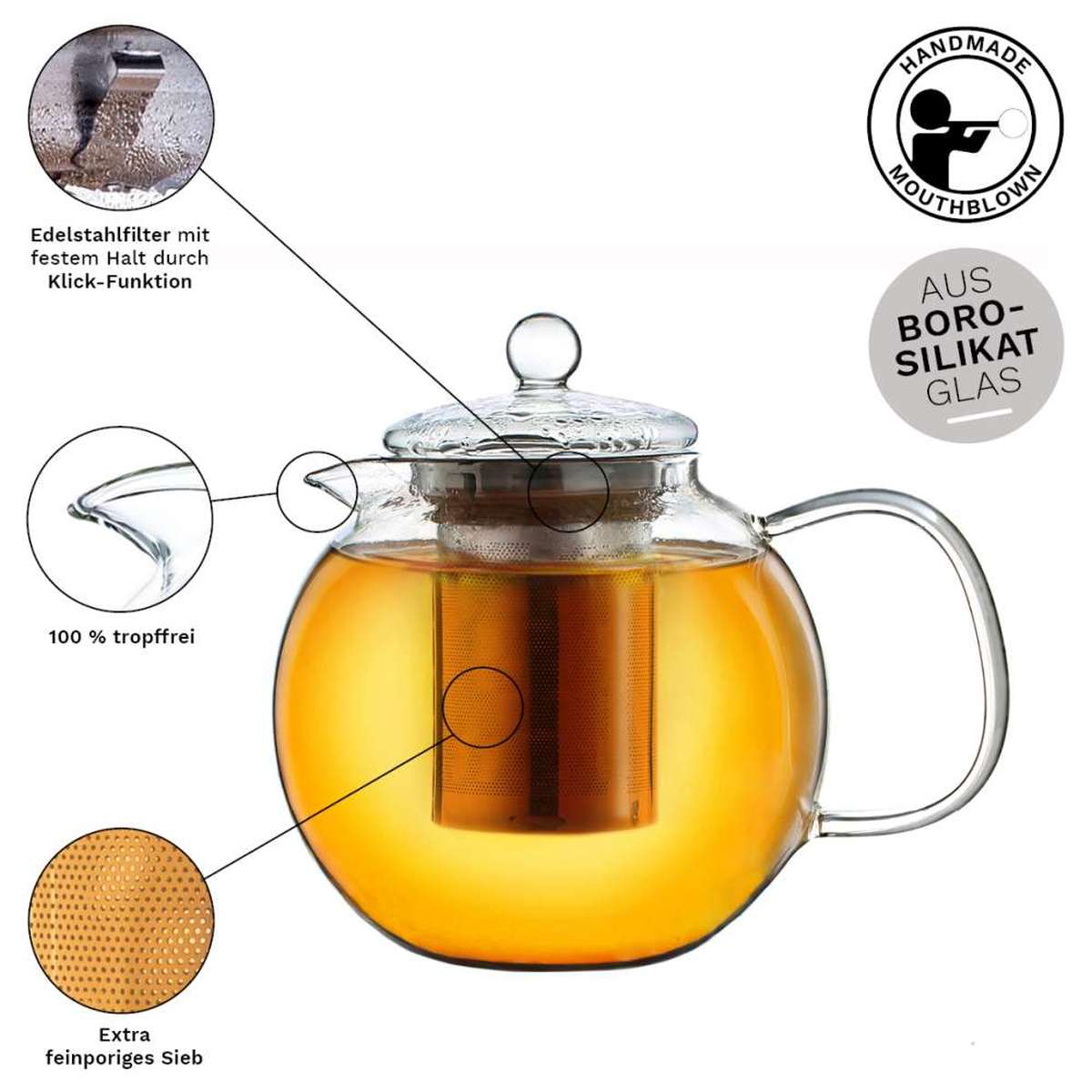 Glass Teapot, 1.3 L 3 Glass Teapot, 1.3 L - Image 3